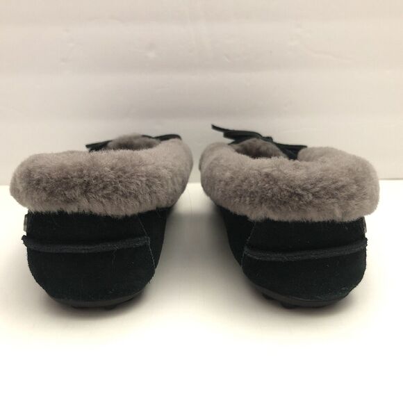 UGG Women Gray Black Shearling Lined Flat Slippers Solana Loafer 1020041 US 6 - Picture 6 of 12